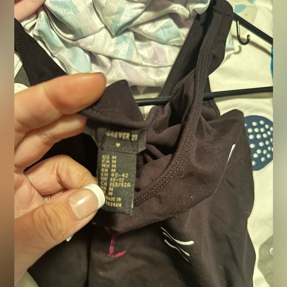 Forever 21 F21 Black Cat Face One-piece Bodysuit Swimsuit Women’s Sz Medium New - Picture 3 of 3